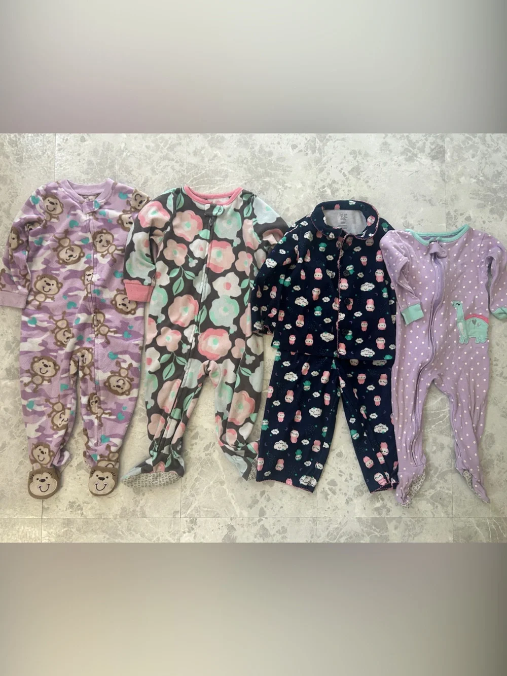 Carter's Girls' Assorted Footed Pajama Set - Purple, Pink, Navy, Mint
